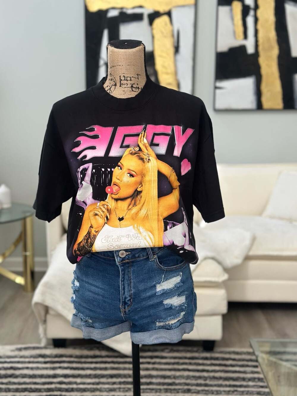 Los Angeles Apparel Iggy Azalea T-Shirt Size M Black Graphic Tee